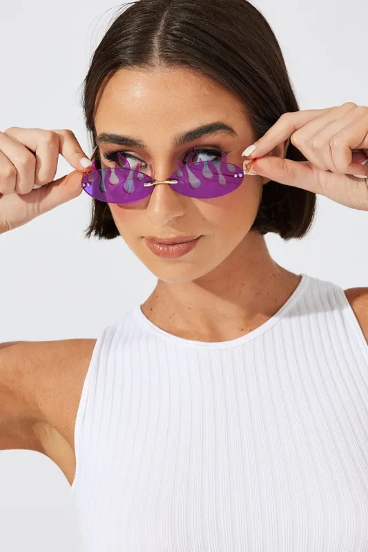 Purple Flame Shaped Sunglasses sold by Ally Fashion