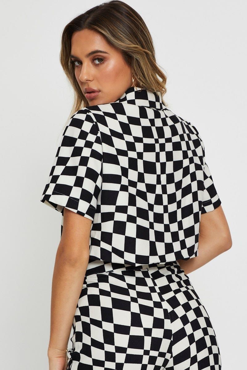 Check Wrap Top Short Sleeve Crop sold by Ally Fashion product image thumbnail 5