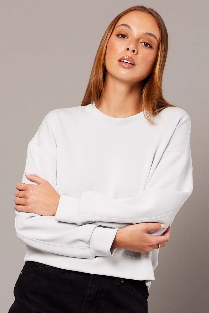 Grey Crop Sweater Long Sleeve Oversized sold by Ally Fashion product image thumbnail 3