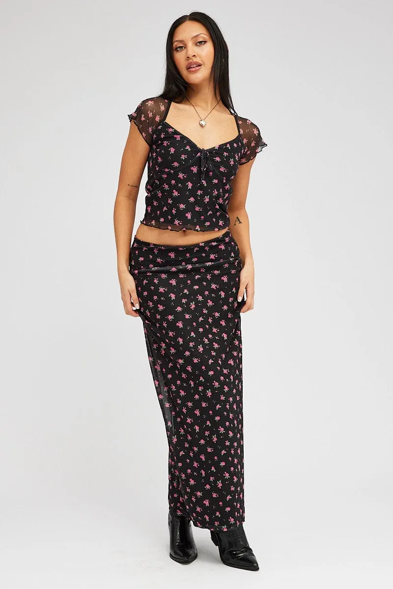 Black Ditsy Mesh Top Short Sleeve sold by Ally Fashion product image thumbnail 2