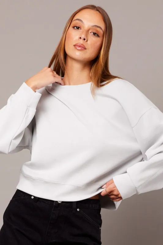Grey Crop Sweater Long Sleeve Oversized sold by Ally Fashion