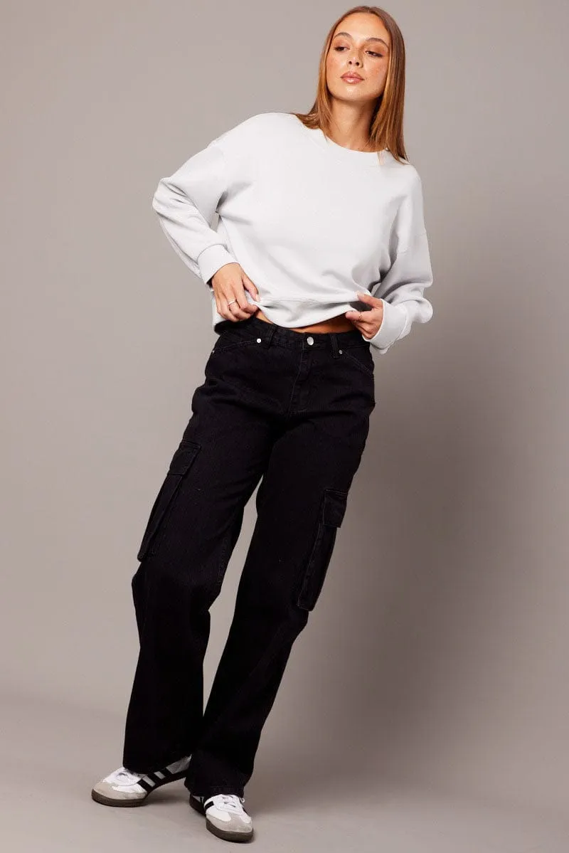 Grey Crop Sweater Long Sleeve Oversized sold by Ally Fashion product image thumbnail 2