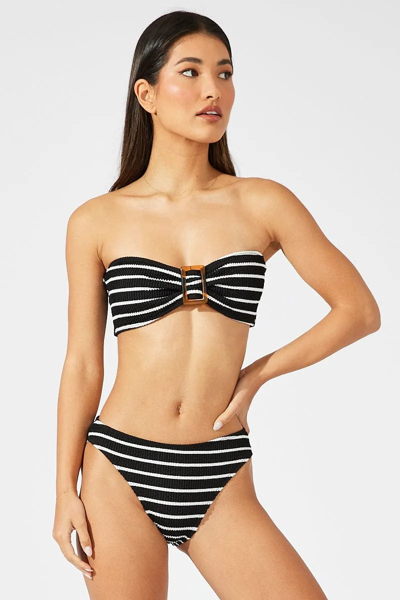 Black Stripe Textured Bandeau Bikini Set sold by Ally Fashion product image thumbnail 2