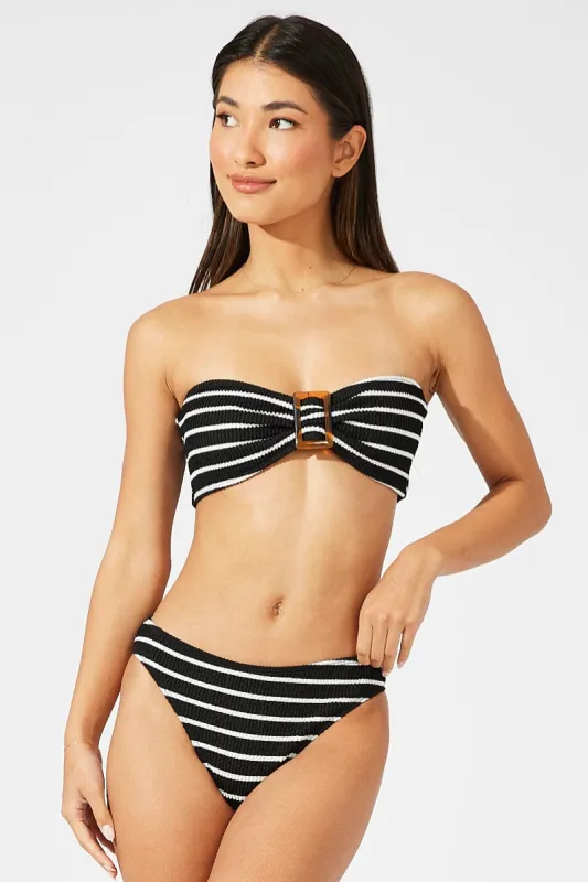 Black Stripe Textured Bandeau Bikini Set sold by Ally Fashion