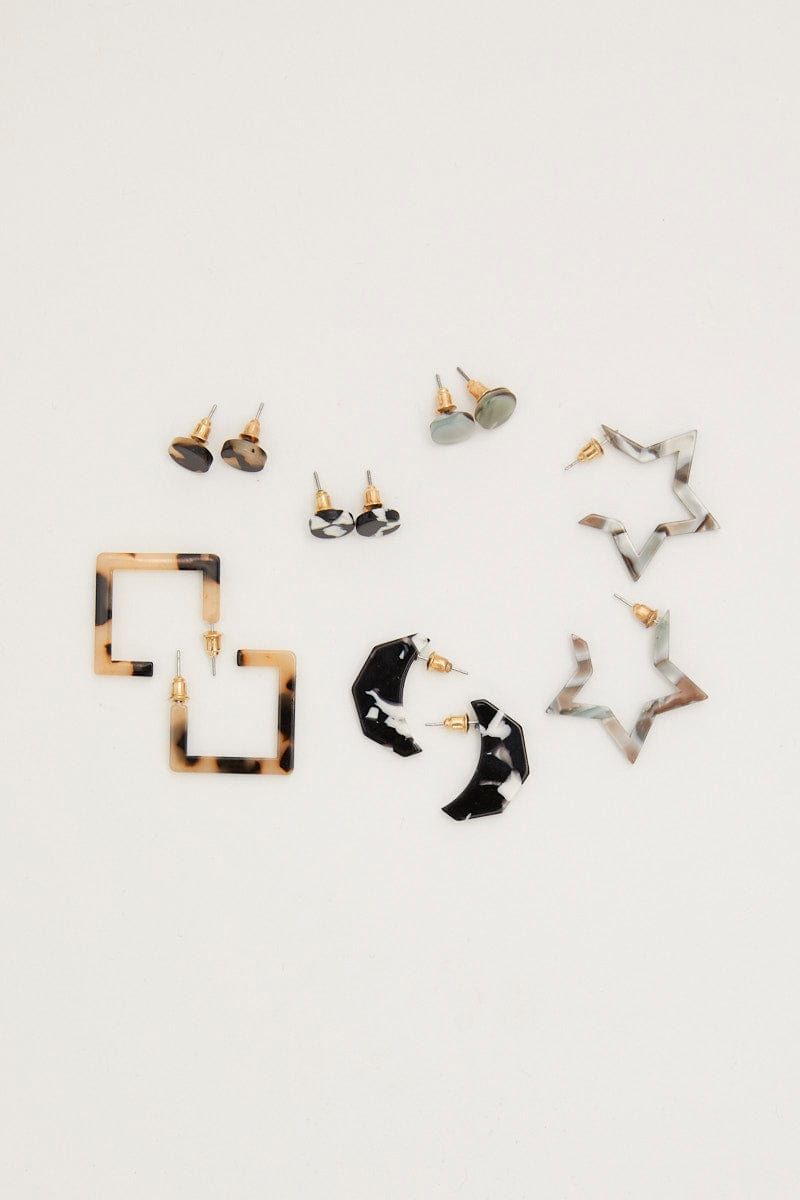 Multi 6 Pack Resin Earrings sold by Ally Fashion
