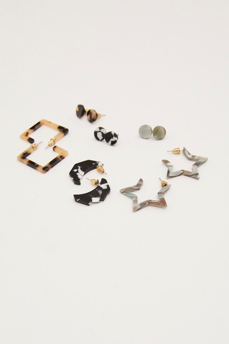 Multi 6 Pack Resin Earrings sold by Ally Fashion product image thumbnail 2