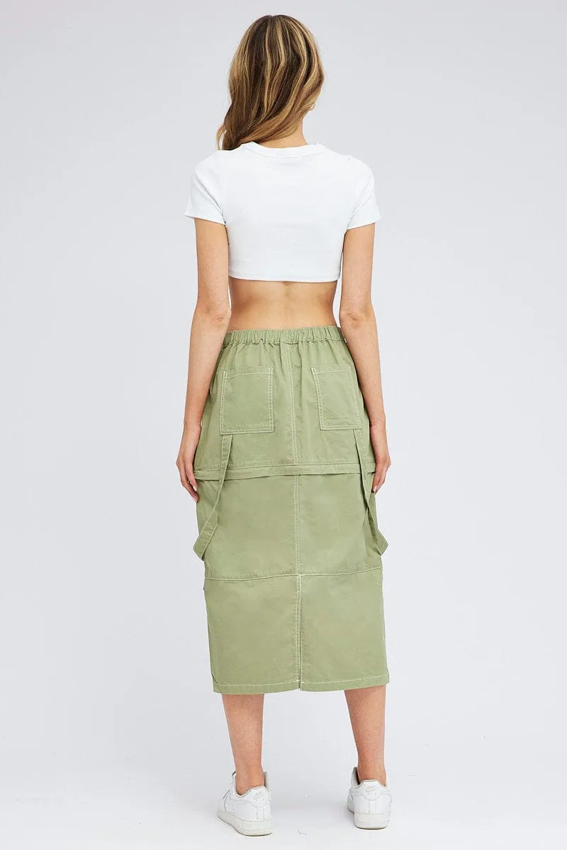 Green Cargo Skirt High Rise Elastic Two-way Midi Mini sold by Ally Fashion product image thumbnail 5