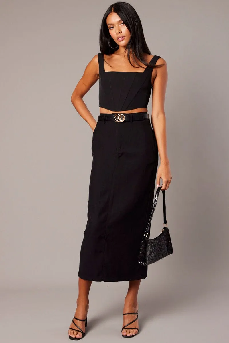 Black Tailored Maxi Skirt High Rise sold by Ally Fashion product image thumbnail 2