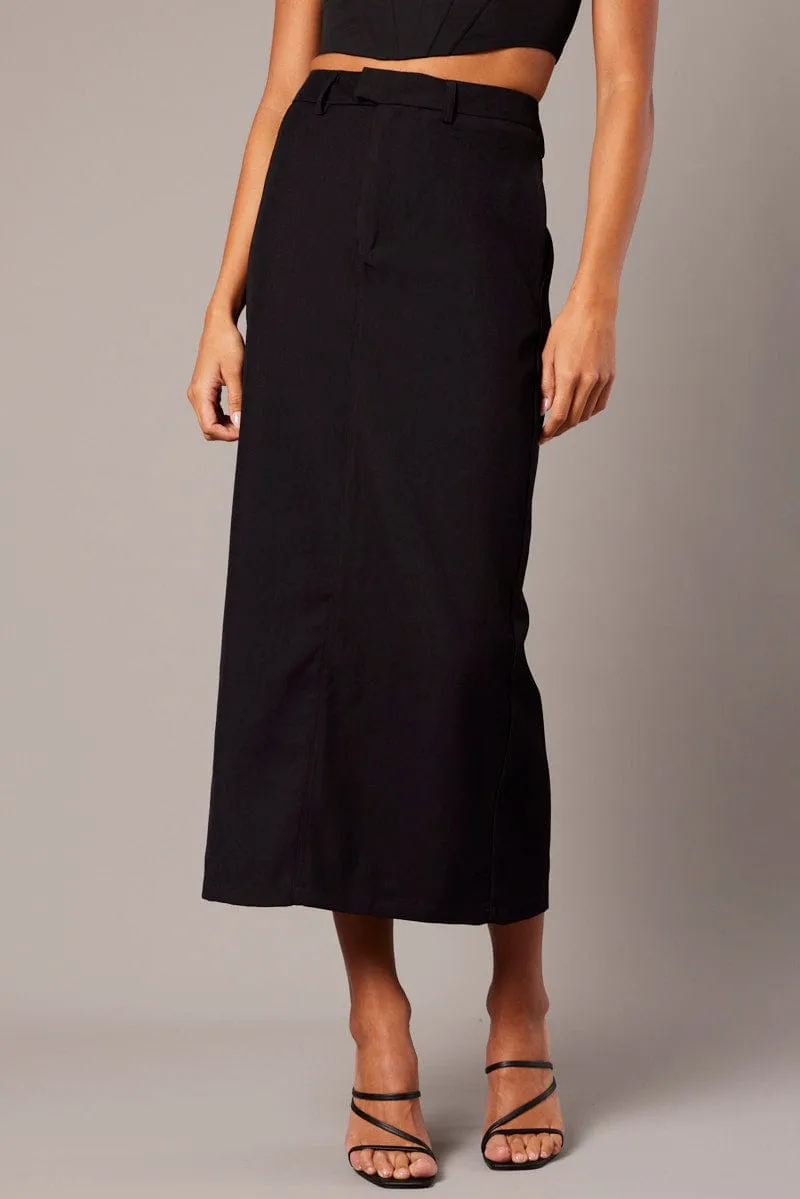 Black Tailored Maxi Skirt High Rise sold by Ally Fashion product image thumbnail 3