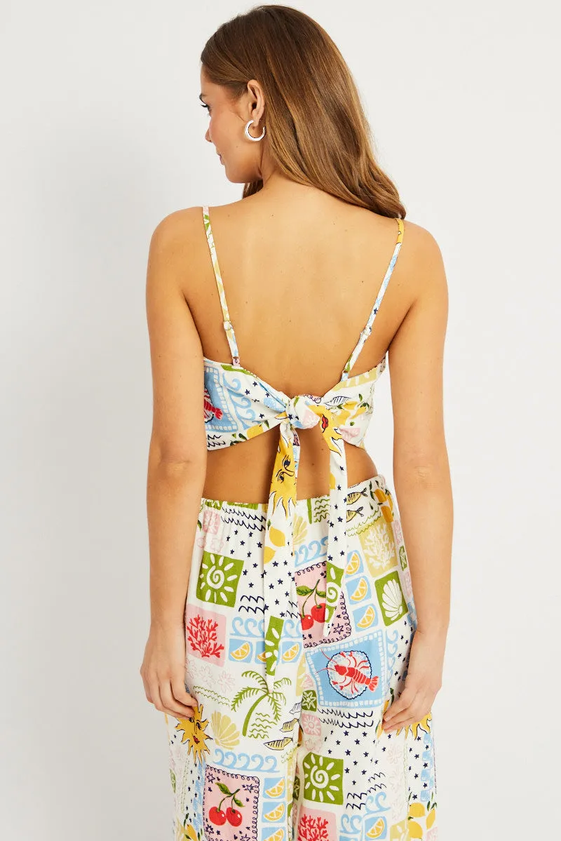 Multi Abstract Scarf Top Sleeveless Tie Back sold by Ally Fashion product image thumbnail 5