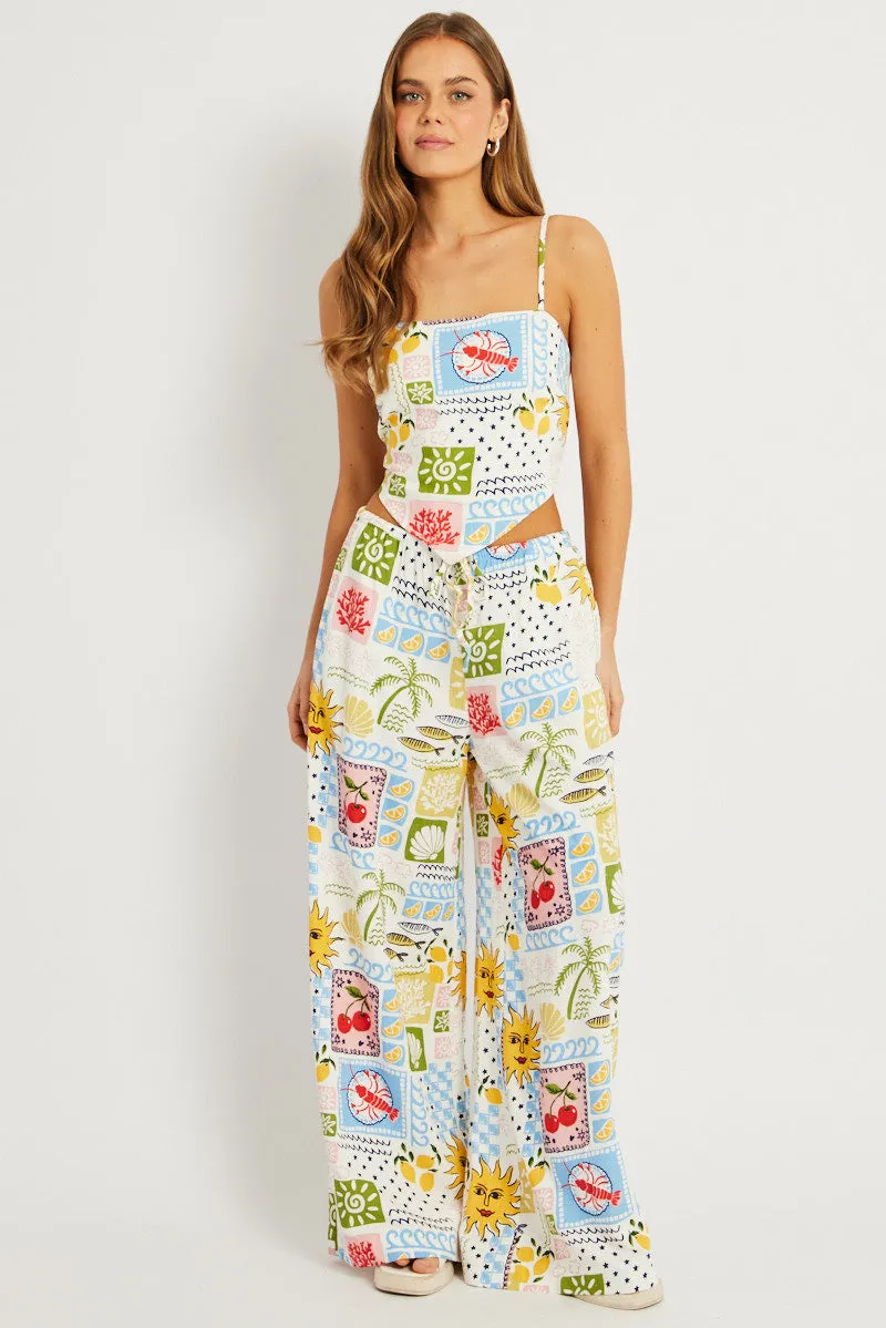 Multi Abstract Scarf Top Sleeveless Tie Back sold by Ally Fashion product image thumbnail 2