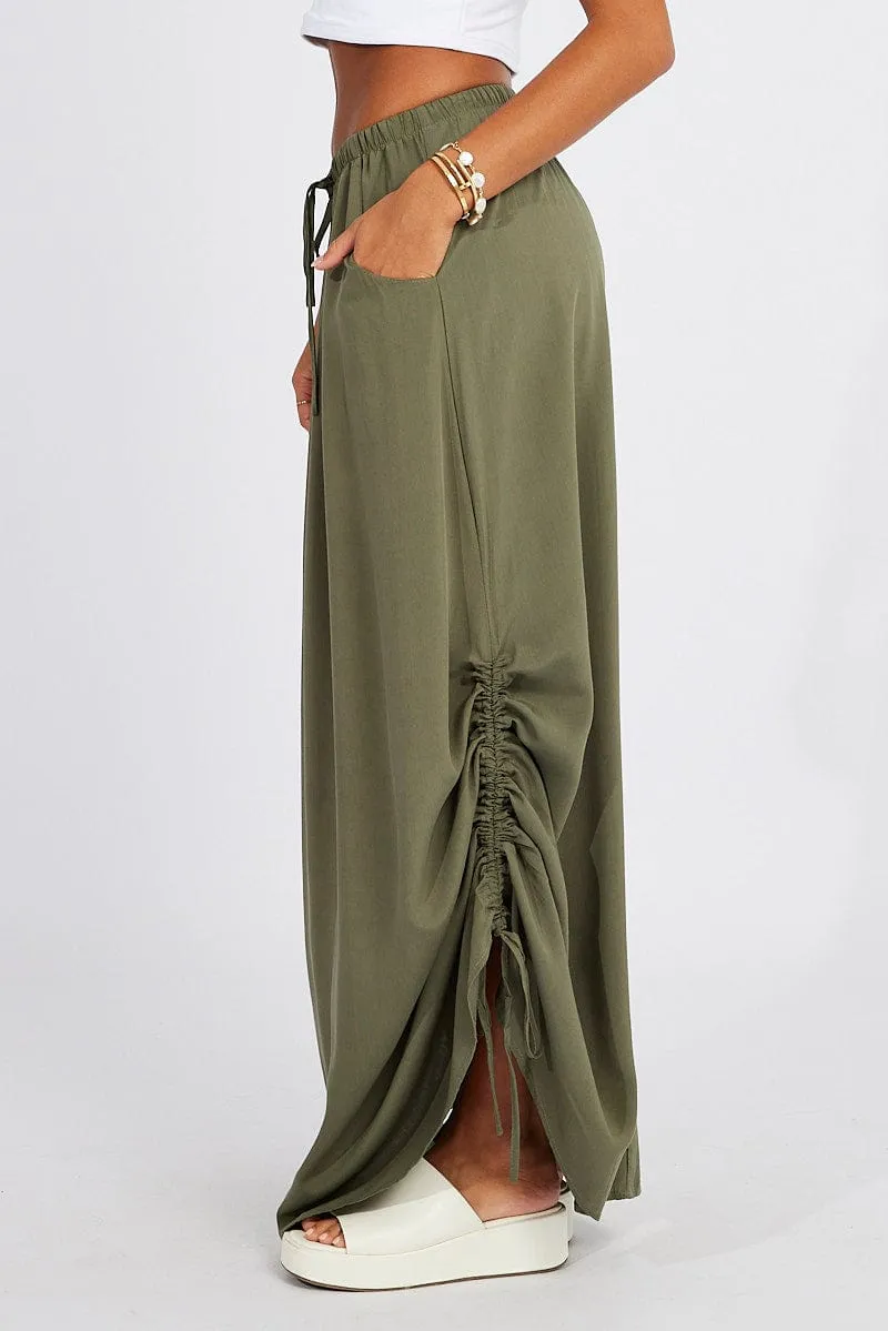 Green Maxi Skirt Side Ruched sold by Ally Fashion product image thumbnail 4