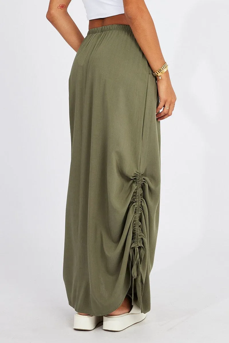 Green Maxi Skirt Side Ruched sold by Ally Fashion product image thumbnail 5