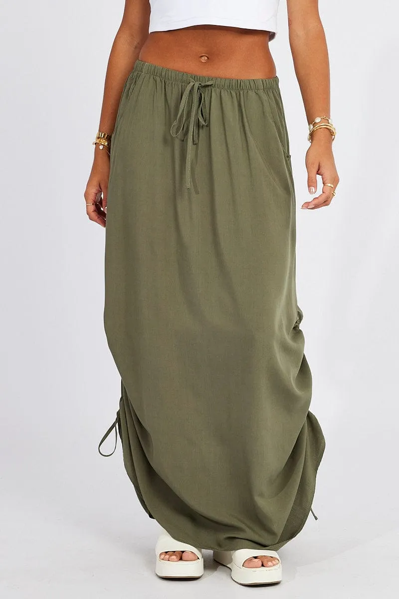 Green Maxi Skirt Side Ruched sold by Ally Fashion product image thumbnail 3