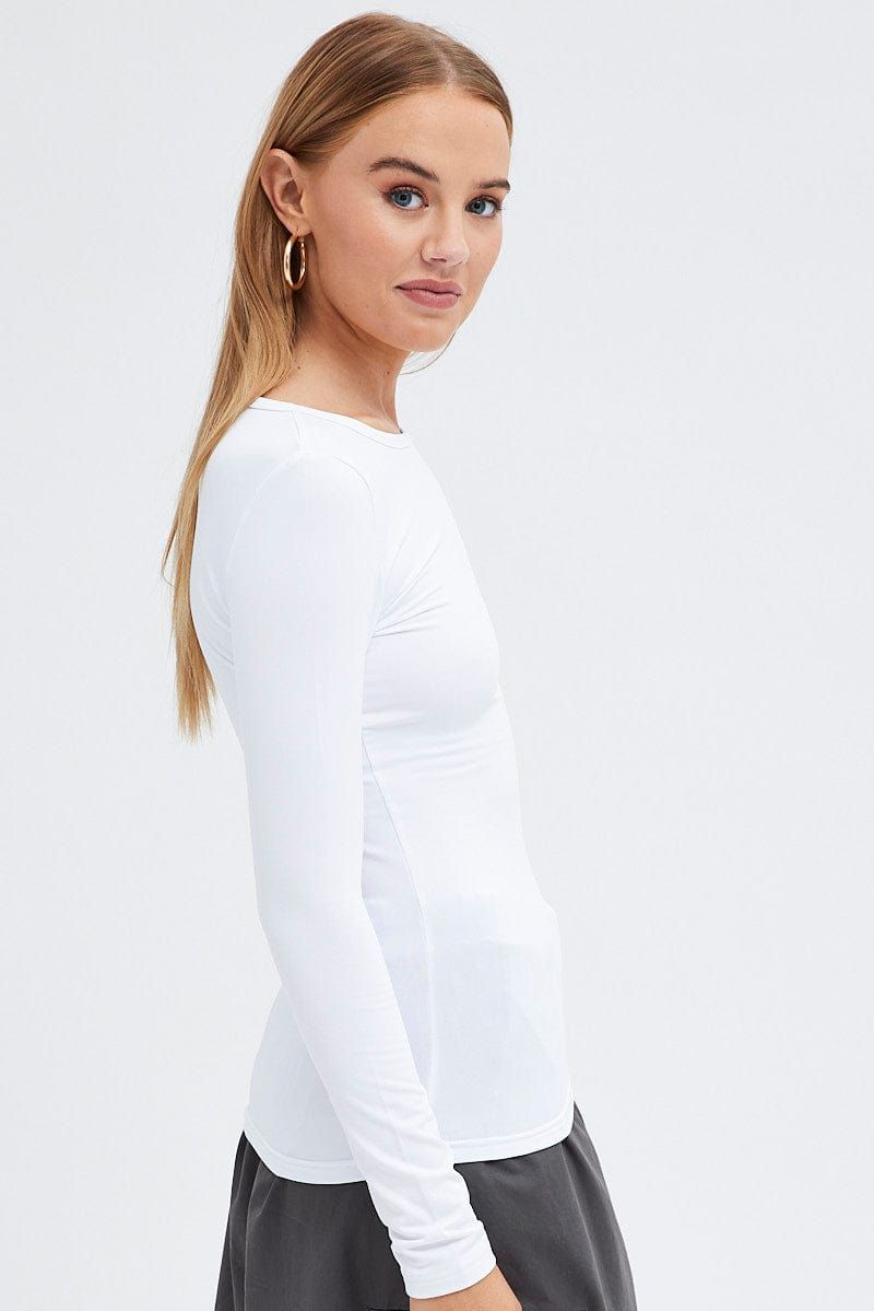 White Fleece Lined Top Long Sleeve Crew Neck sold by Ally Fashion product image thumbnail 5