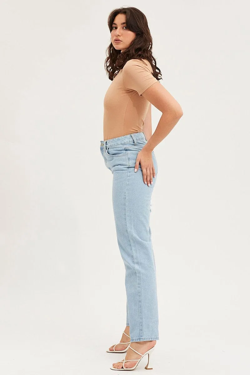 Blue Straight Denim Jeans High Rise sold by Ally Fashion product image thumbnail 4