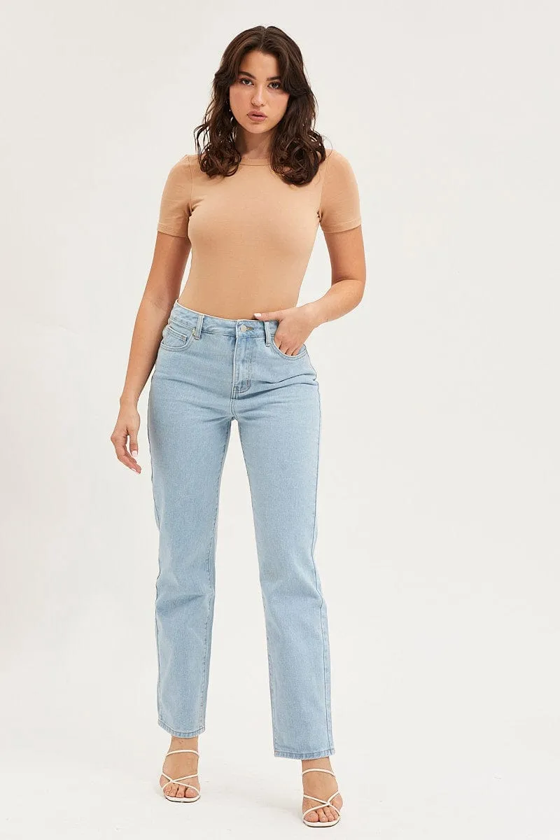 Blue Straight Denim Jeans High Rise sold by Ally Fashion product image thumbnail 3