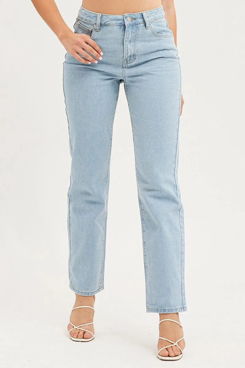Blue Straight Denim Jeans High Rise sold by Ally Fashion product image thumbnail 2