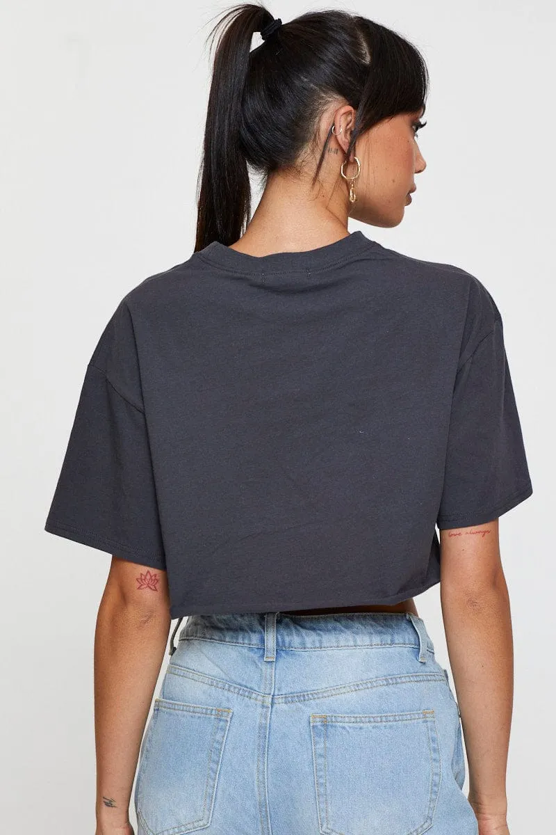 Grey Graphic T Shirt Crop sold by Ally Fashion product image thumbnail 5