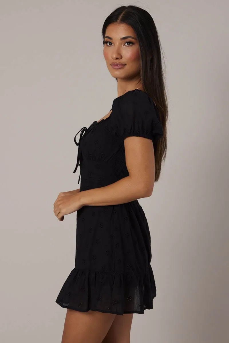 Black Fit and Flare Dress Short Sleeve sold by Ally Fashion product image thumbnail 4