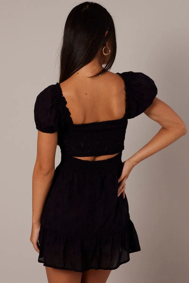 Black Fit and Flare Dress Short Sleeve sold by Ally Fashion product image thumbnail 5