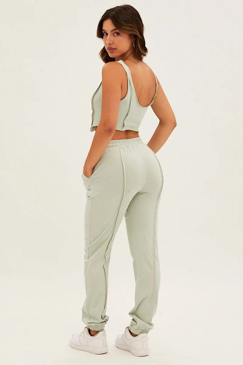 Green Crop Singlet Loungewear Set sold by Ally Fashion product image thumbnail 5