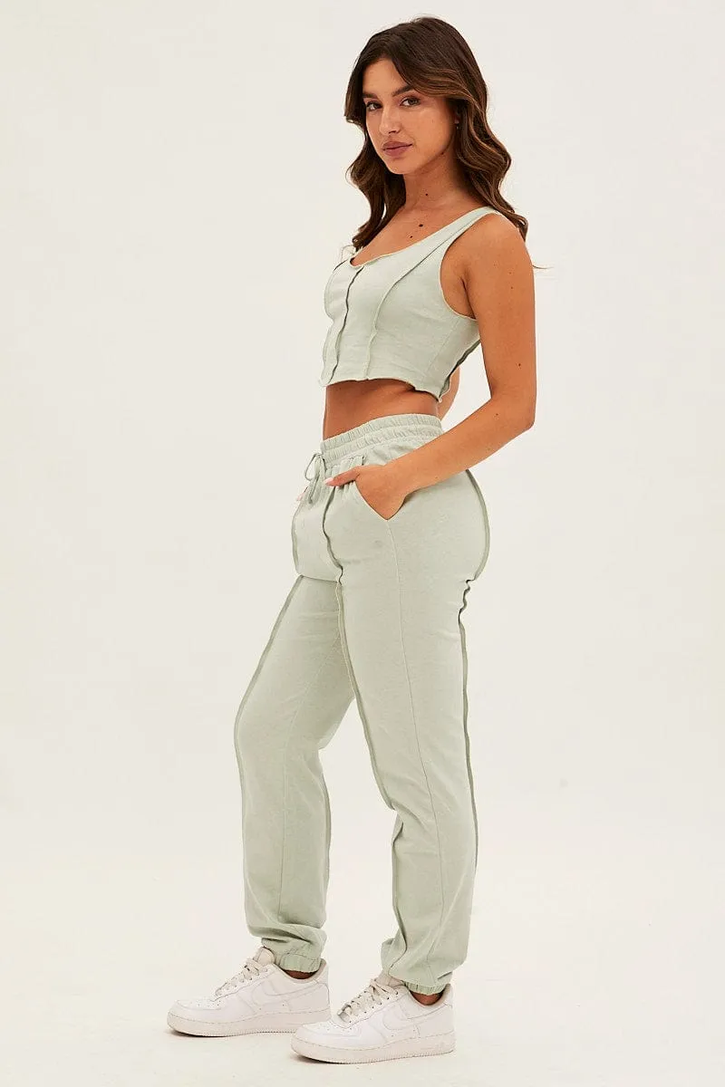 Green Crop Singlet Loungewear Set sold by Ally Fashion product image thumbnail 4