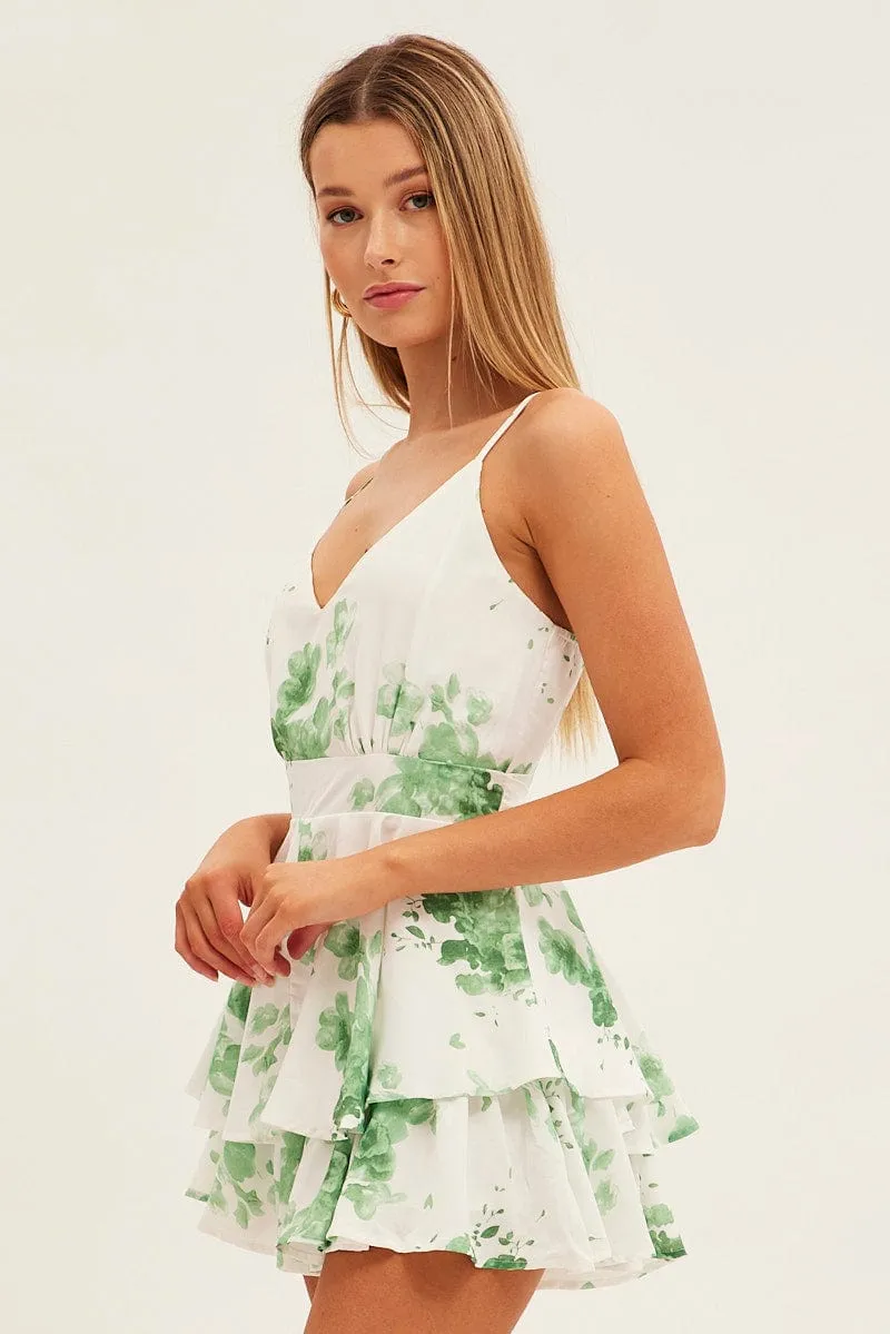 Floral Print Layered Playsuit Mini Sleeveless V Neck sold by Ally Fashion product image thumbnail 4