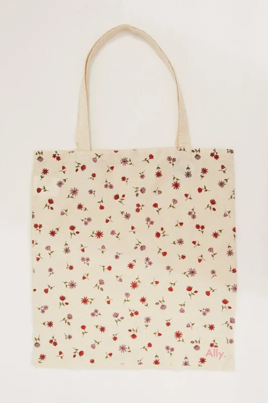Pink Ditsy Floral Printed Tote Bag sold by Ally Fashion