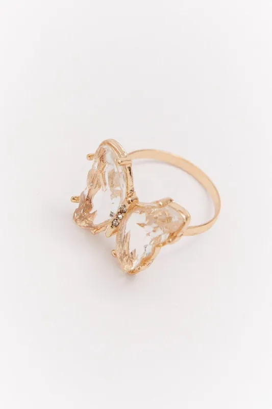 Metallic Butterfly Design Crystal Rings sold by Ally Fashion