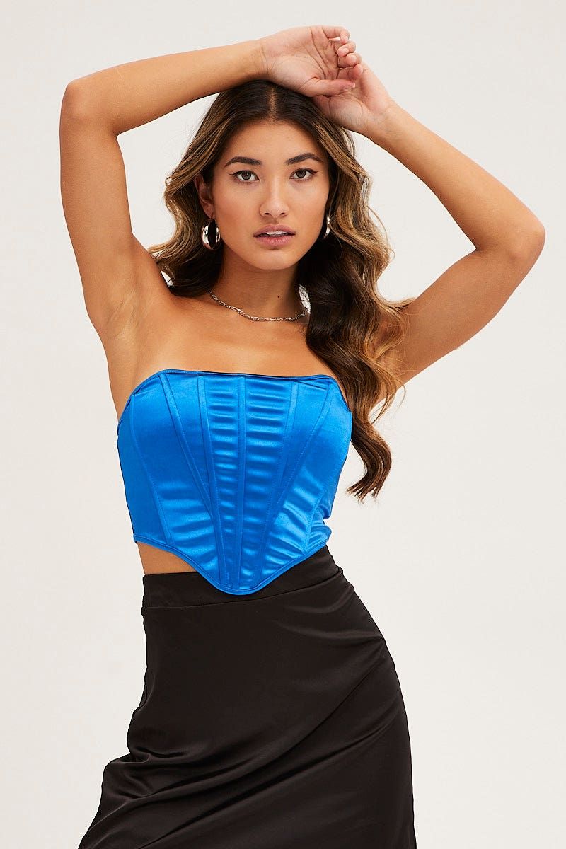 Blue Strapless Boned Corset Top sold by Ally Fashion product image thumbnail 3