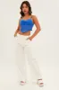 White Cargo Pant Wide Leg Elastic Waist Cotton Twill sold by Ally Fashion