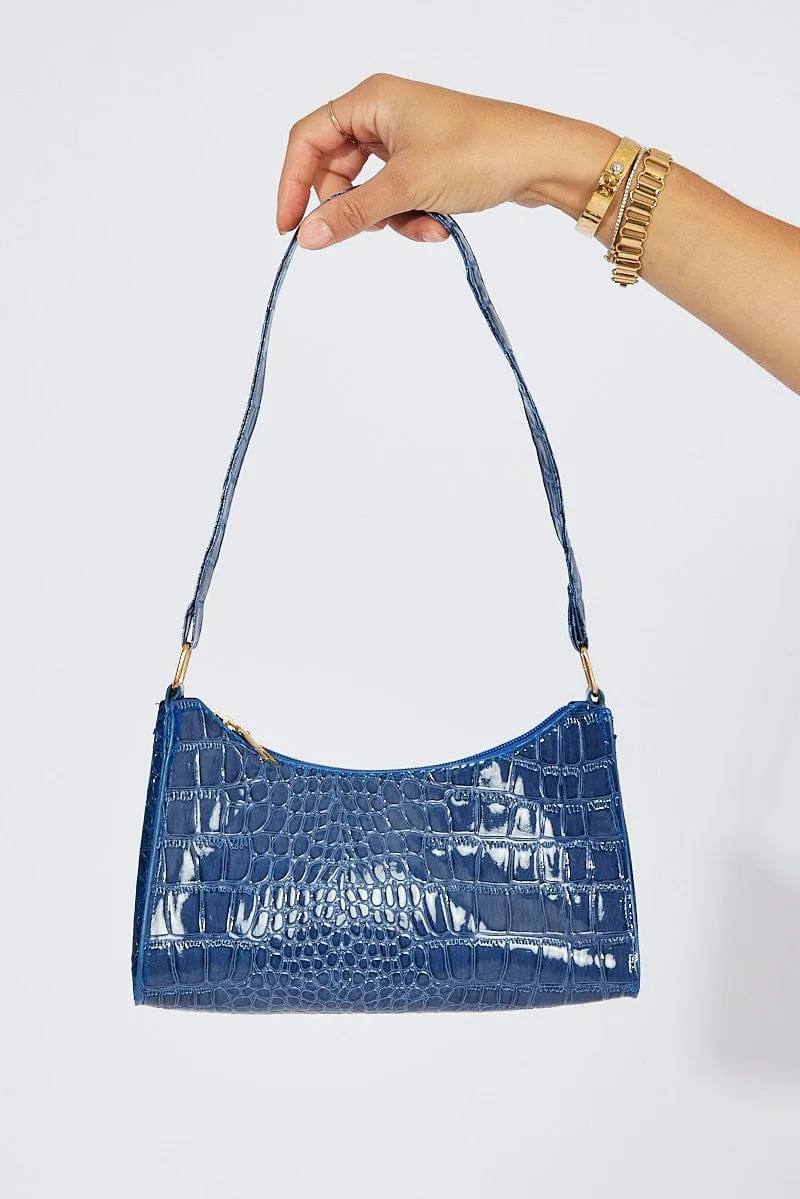 Blue Croc Embossed Baguette Bag Shoulder Bag sold by Ally Fashion product image thumbnail 2