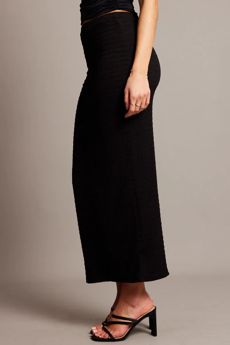 Black Midi Skirt High Rise Textured Jersey sold by Ally Fashion product image thumbnail 4
