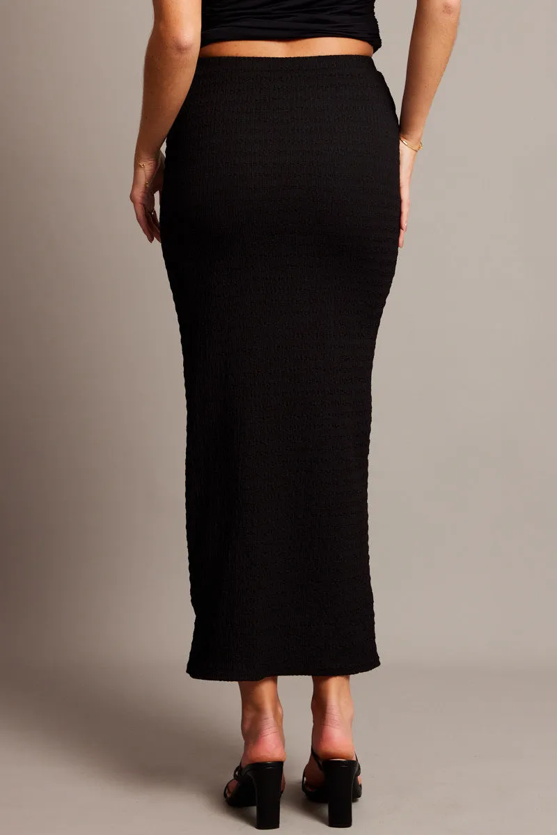Black Midi Skirt High Rise Textured Jersey sold by Ally Fashion product image thumbnail 5
