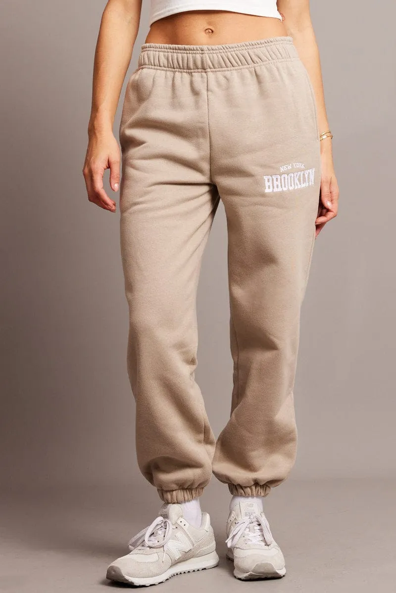 Brown Track Pants High Rise sold by Ally Fashion product image thumbnail 2