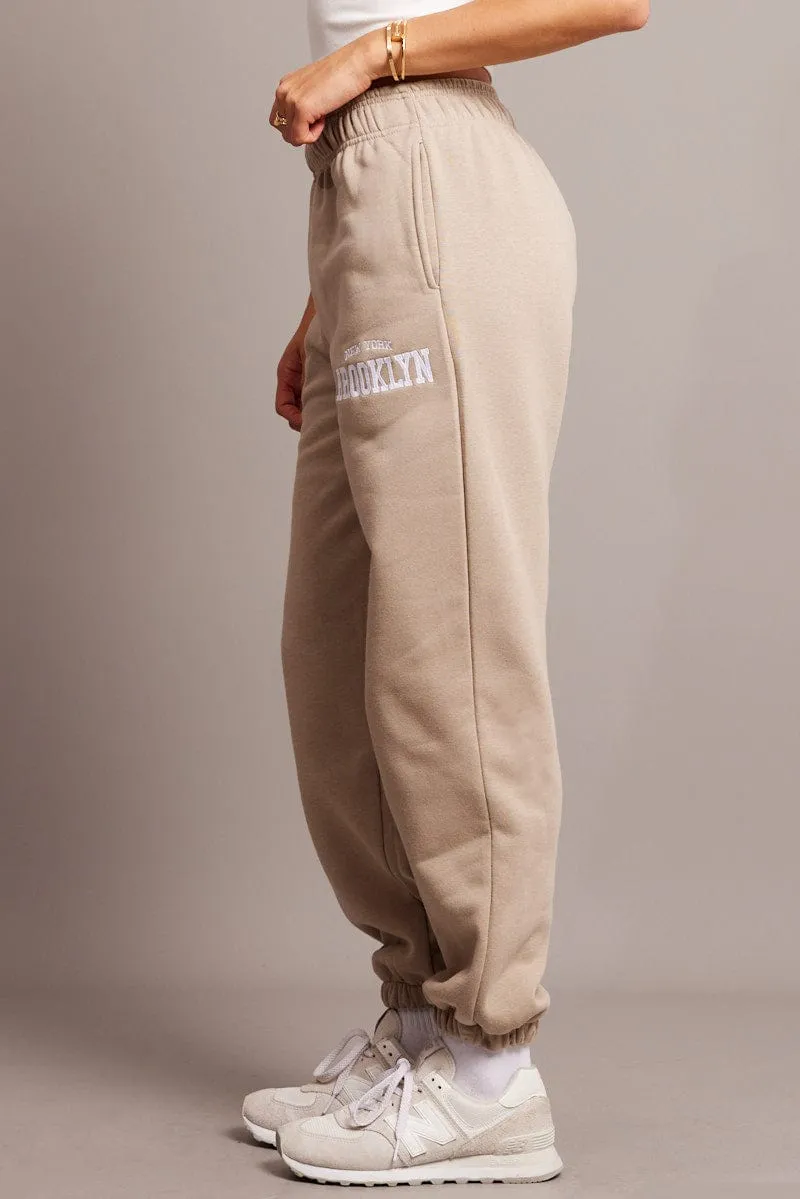 Brown Track Pants High Rise sold by Ally Fashion product image thumbnail 3