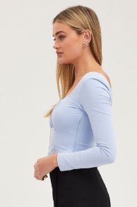 Blue Top Long Sleeve Gathered Bust sold by Ally Fashion