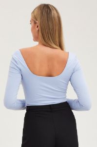 Blue Top Long Sleeve Gathered Bust sold by Ally Fashion