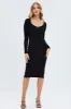 Black Knit Dress Long Sleeve Midi sold by Ally Fashion
