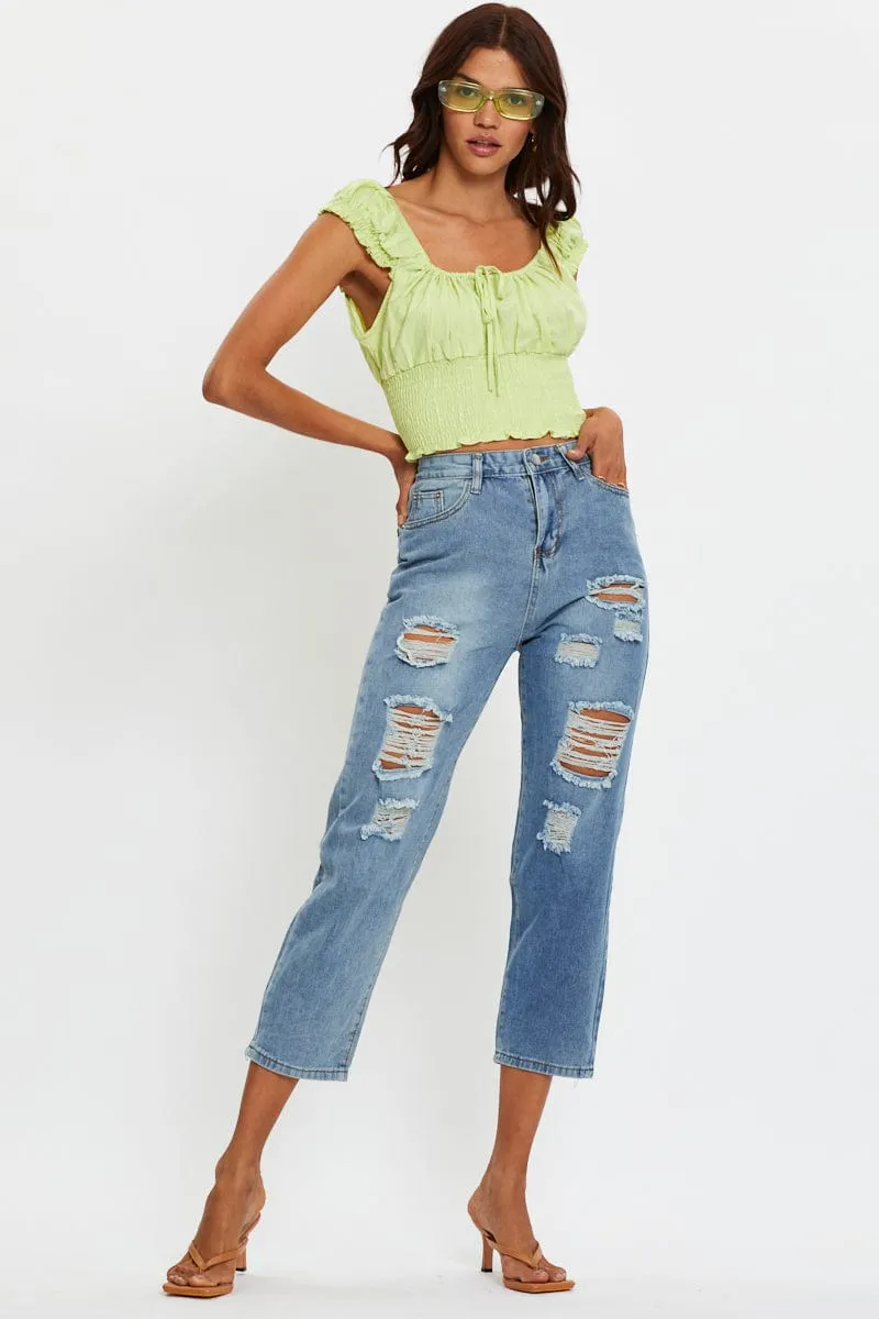 Yellow Short Sleeve Linen Shirred Top sold by Ally Fashion product image thumbnail 3