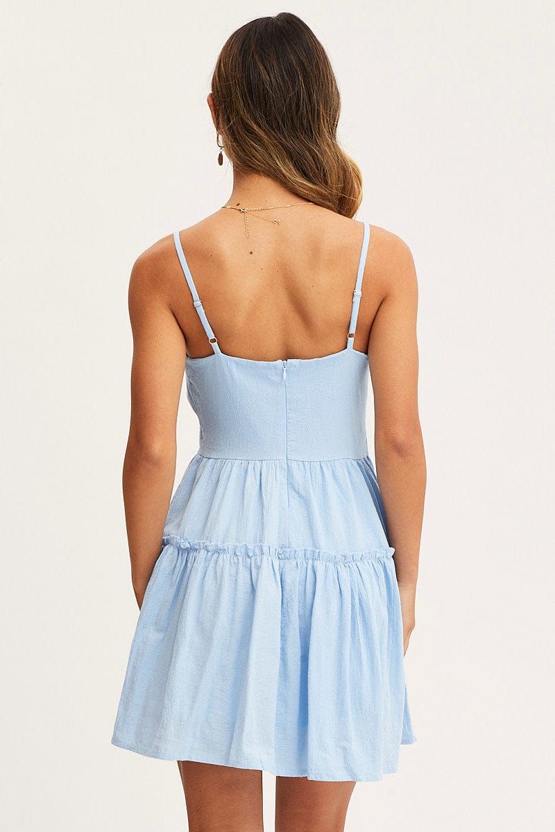 Blue Fit And Flare Dress Sleeveless V Neck sold by Ally Fashion product image thumbnail 5