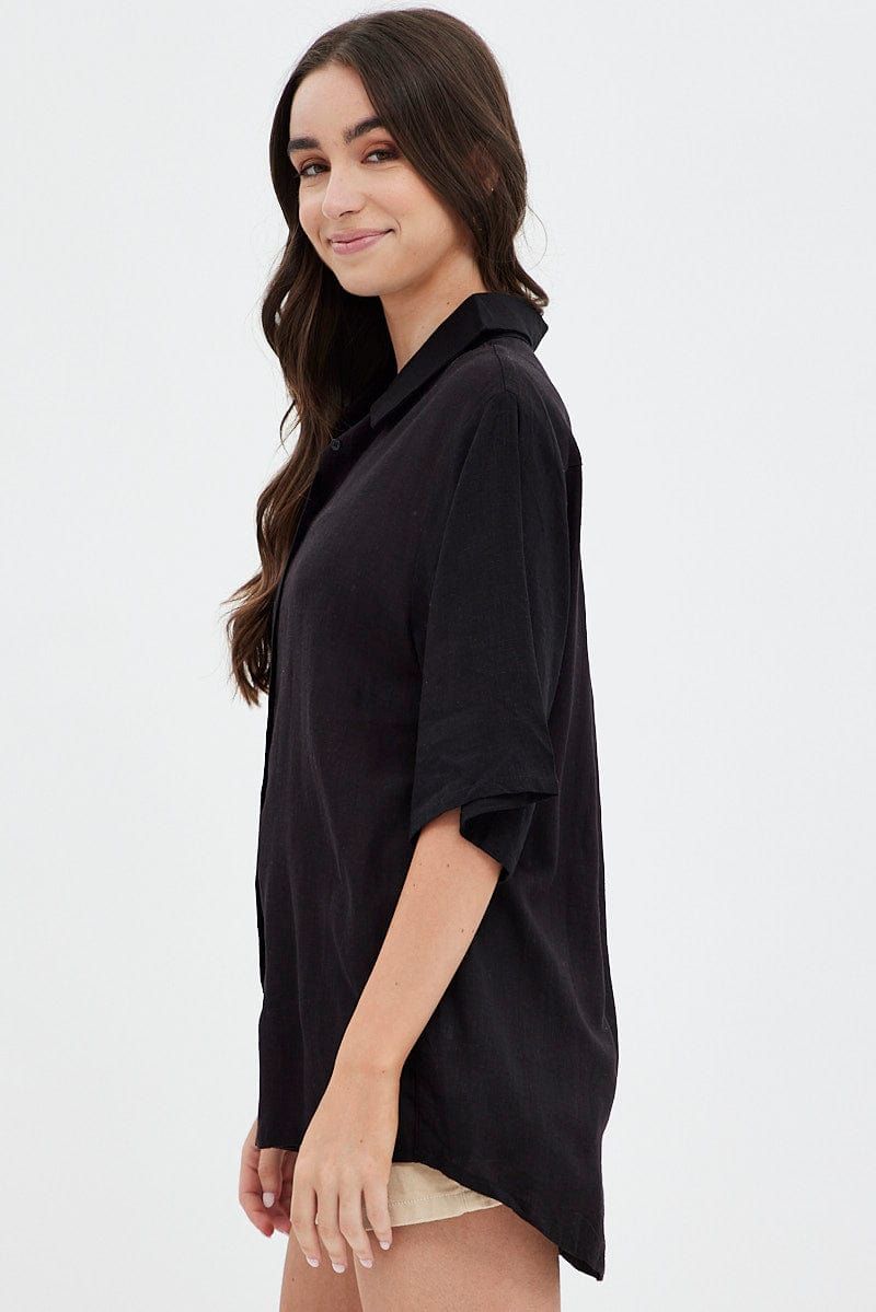 Black Shirt Collar Short Sleeve sold by Ally Fashion product image thumbnail 4