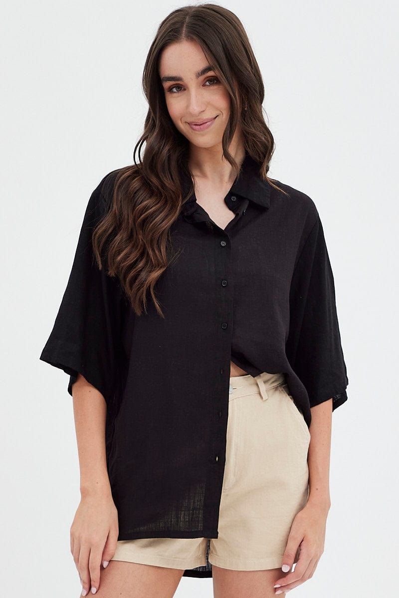 Black Shirt Collar Short Sleeve sold by Ally Fashion