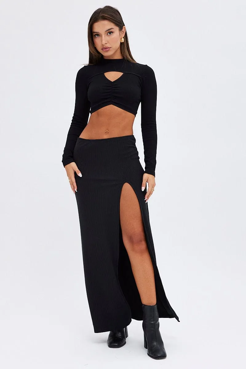 Black Top Long sleeve High neck Seamless sold by Ally Fashion product image thumbnail 2