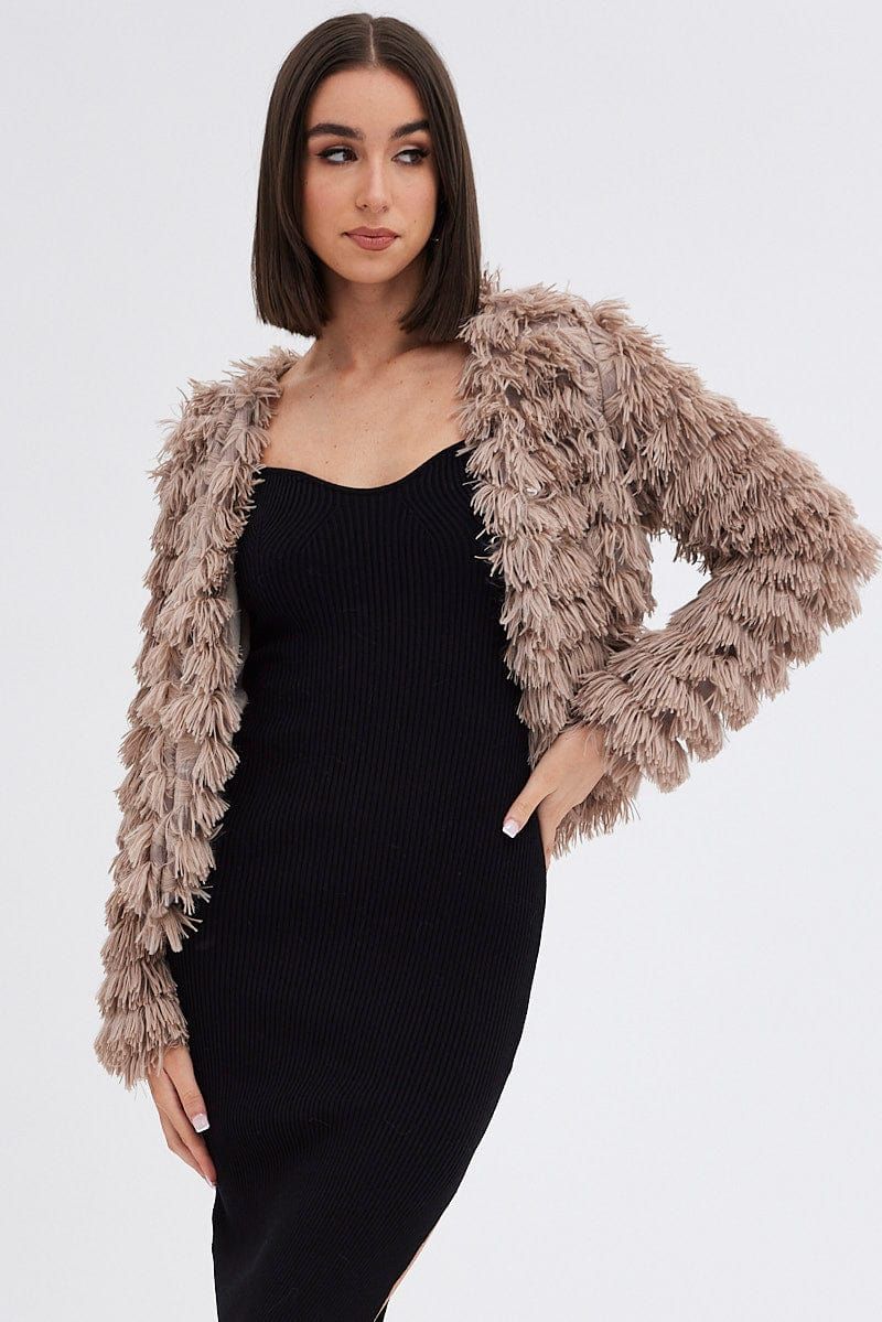 Brown Shag Faux Fur Jacket sold by Ally Fashion product image thumbnail 3