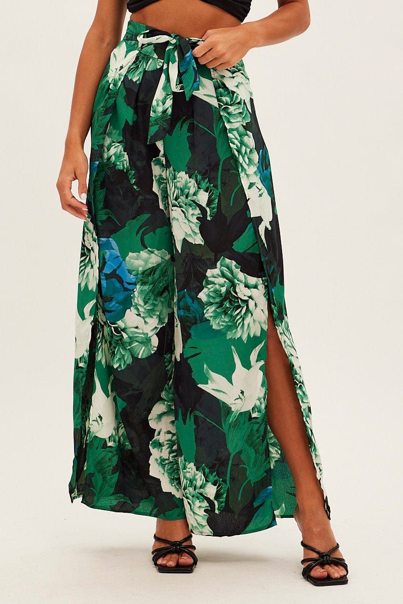 Abstract Print Wide Leg Pants High Rise Front Split sold by Ally Fashion product image thumbnail 2