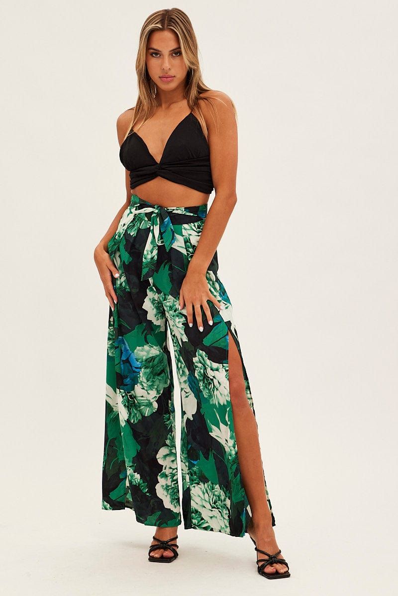 Abstract Print Wide Leg Pants High Rise Front Split sold by Ally Fashion product image thumbnail 3