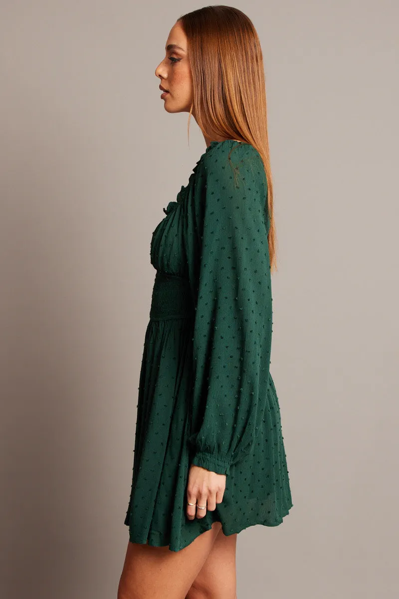 Green Fit And Flare Dress Long Sleeve Mini sold by Ally Fashion product image thumbnail 4