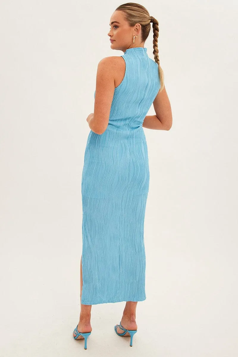 Blue Maxi Dress High Neck Sleeveless sold by Ally Fashion product image thumbnail 5